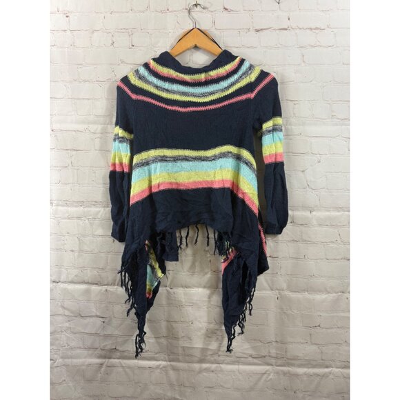 Pink Republic Asymmetrical Open Front Cardigan Juniors Size Large (14) Blue - Picture 2 of 4